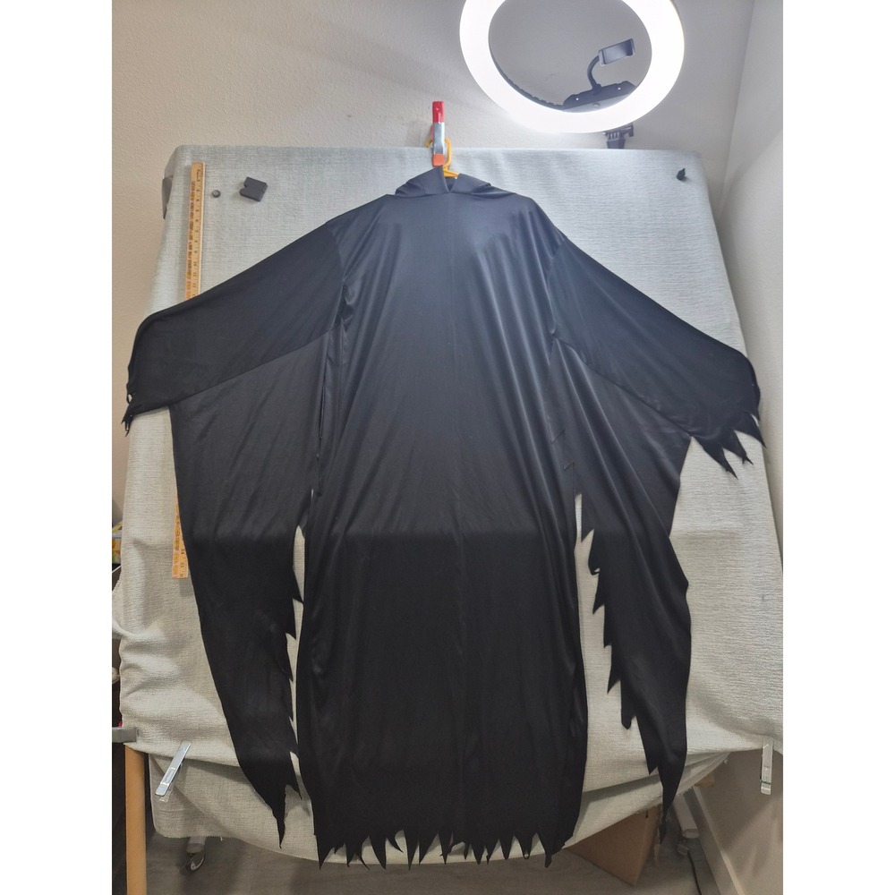 Ghost Face Grim Reaper Costume Robe Unisex One Size Black Fringe Trim Hooded